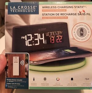 LaCrosse Technology Black Alarm Clock with Multicolor Glow Pad